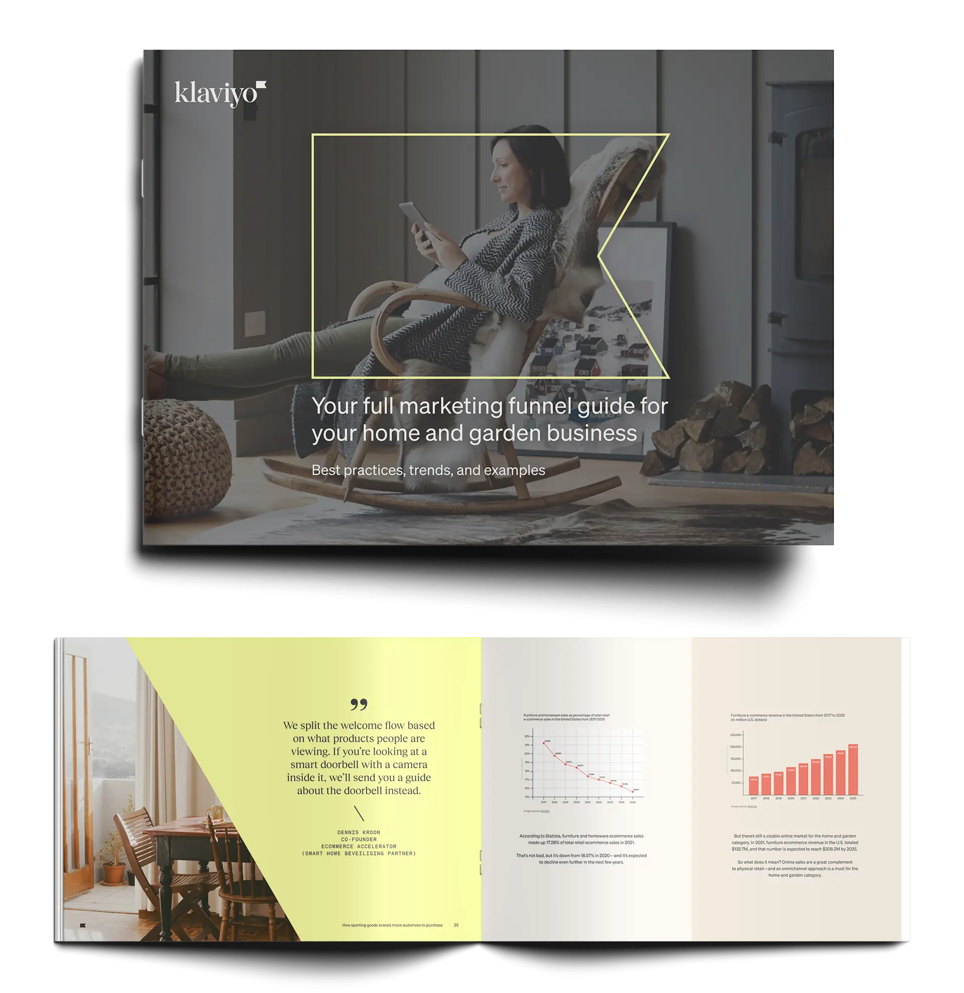 Klaviyo logo outline highlighting a woman in a rocking chair