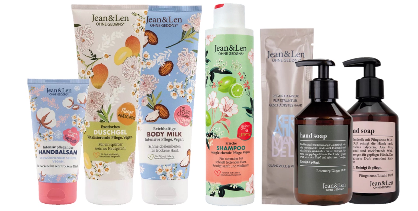 Range of Jean&Len skincare products