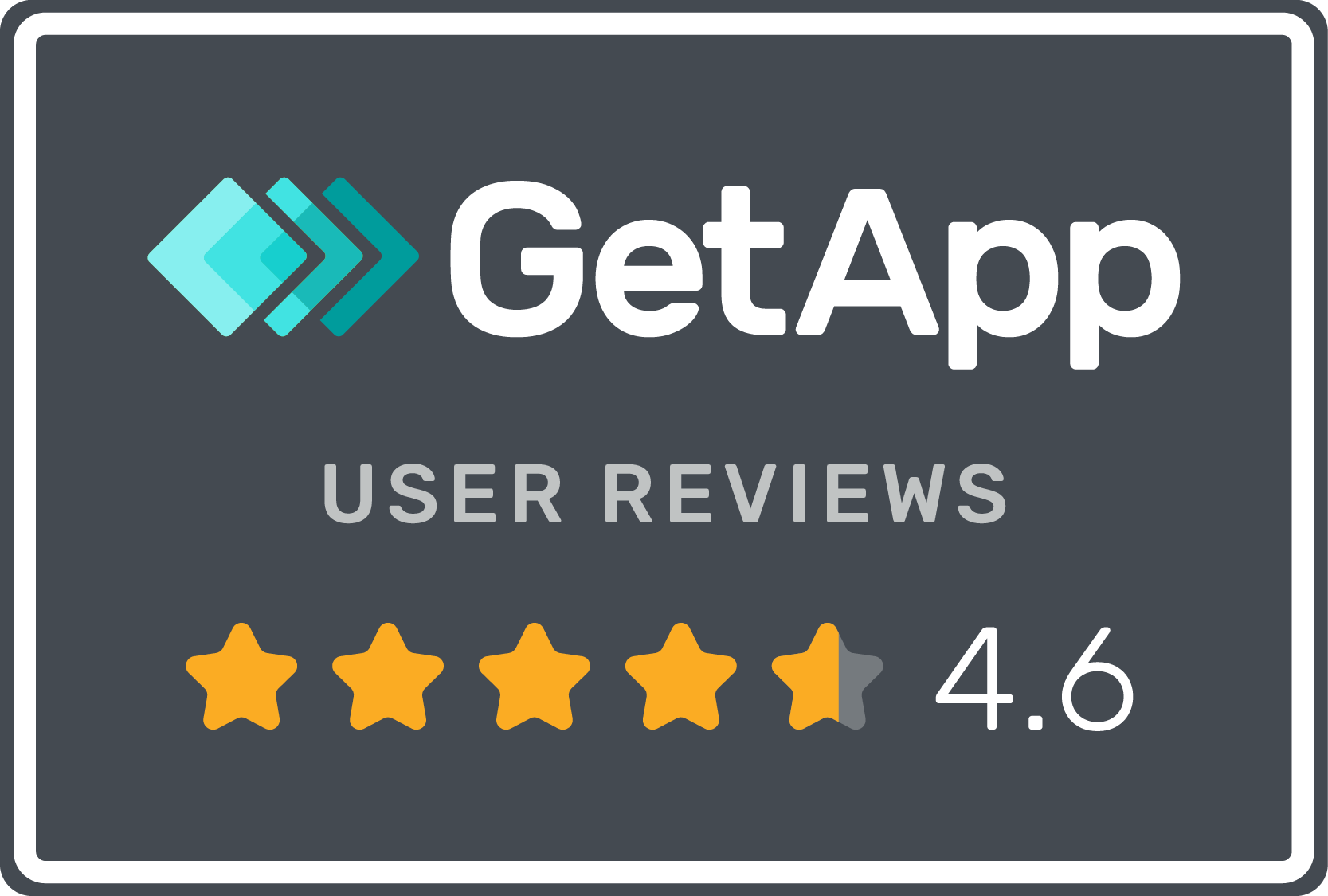 GetApp user reviews badge with a 4.6-star rating.