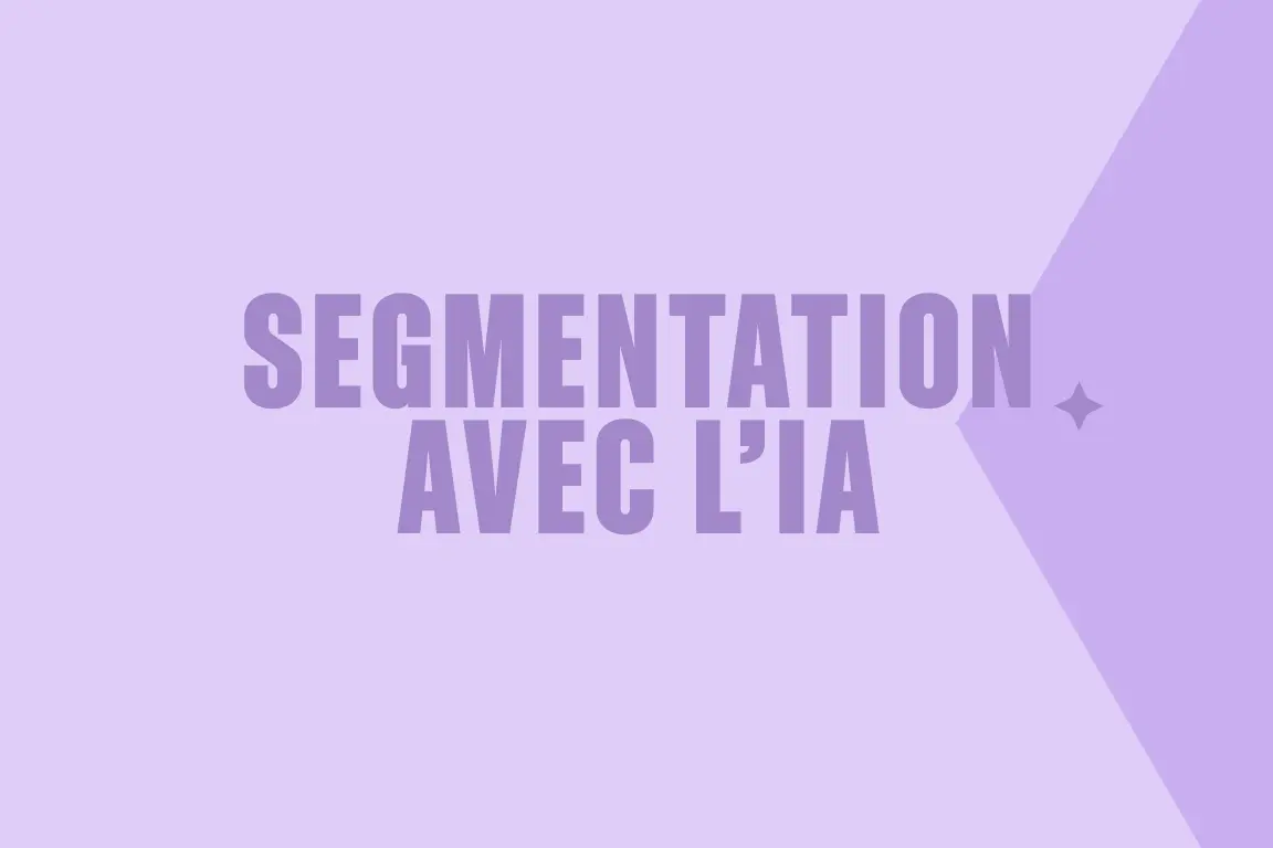 Texte "Segmentation avec l'IA" sur fond violet avec un motif en étoile.