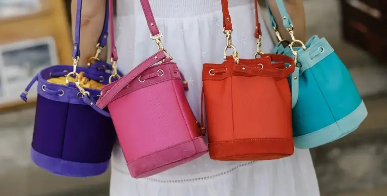 Colourful Italian leather bags