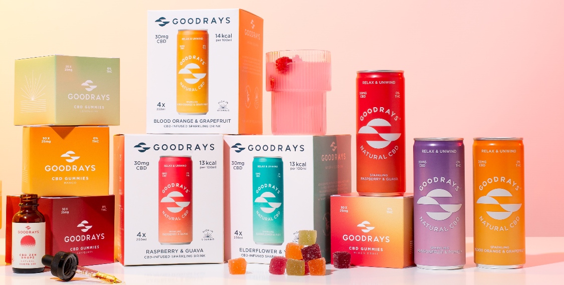 Goodrays CBD gummies and canned drinks