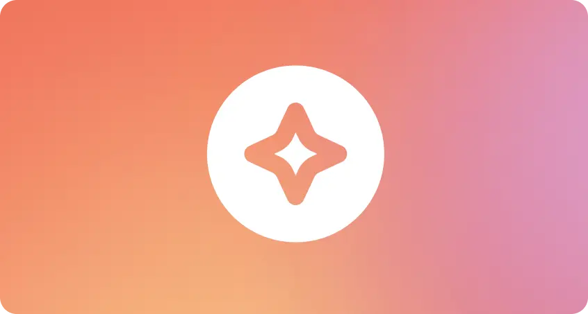 A white star-shaped icon on a gradient background transitioning from orange to pink.