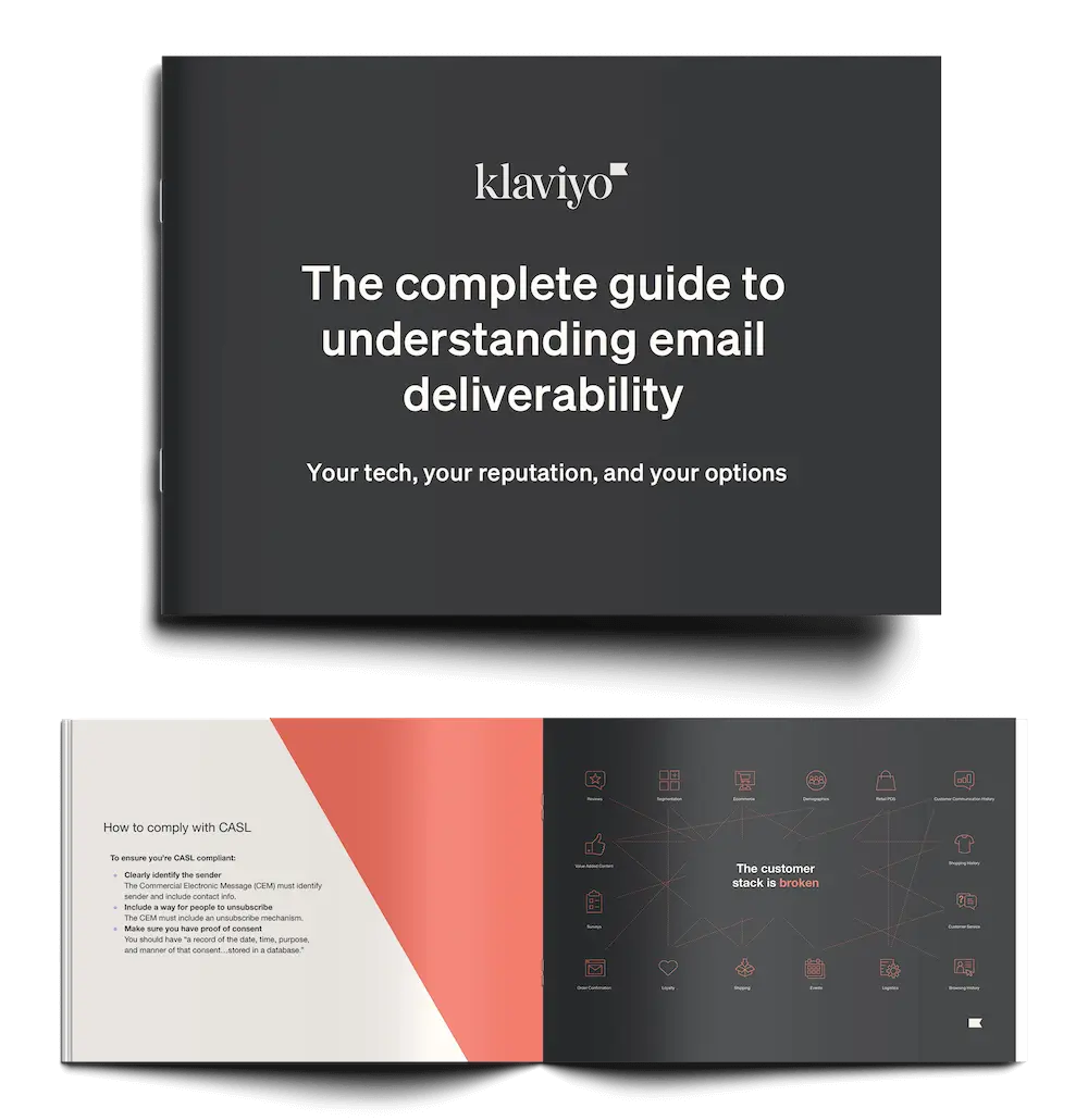 Pictorial samples of Klaviyos book The complete guide to understanding email deliverability