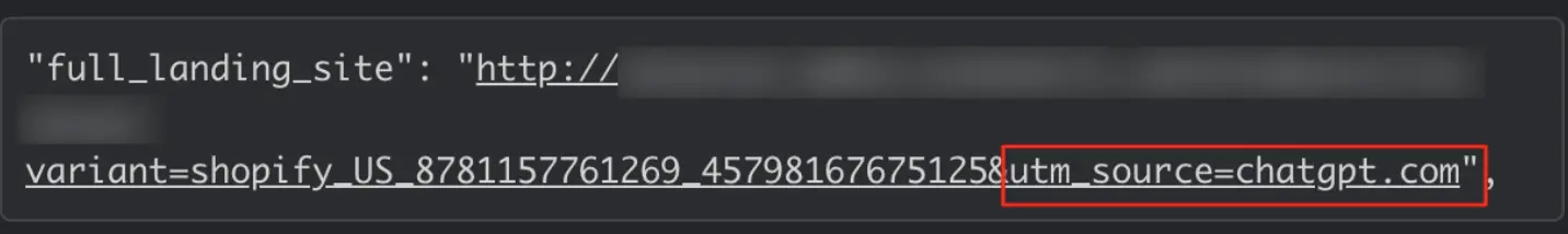 Code snippet showing a URL with highlighted text: "utm_source=chatgpt.com".
